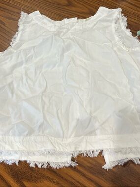 White Fringed Women's Sleep Chemise Top